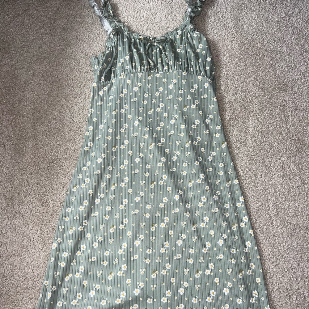 Floral Green Sleeveless Dress